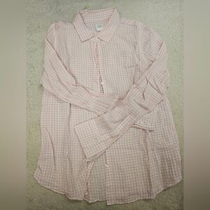 J CREW Women's Pink Gingham Button-Up Shirt